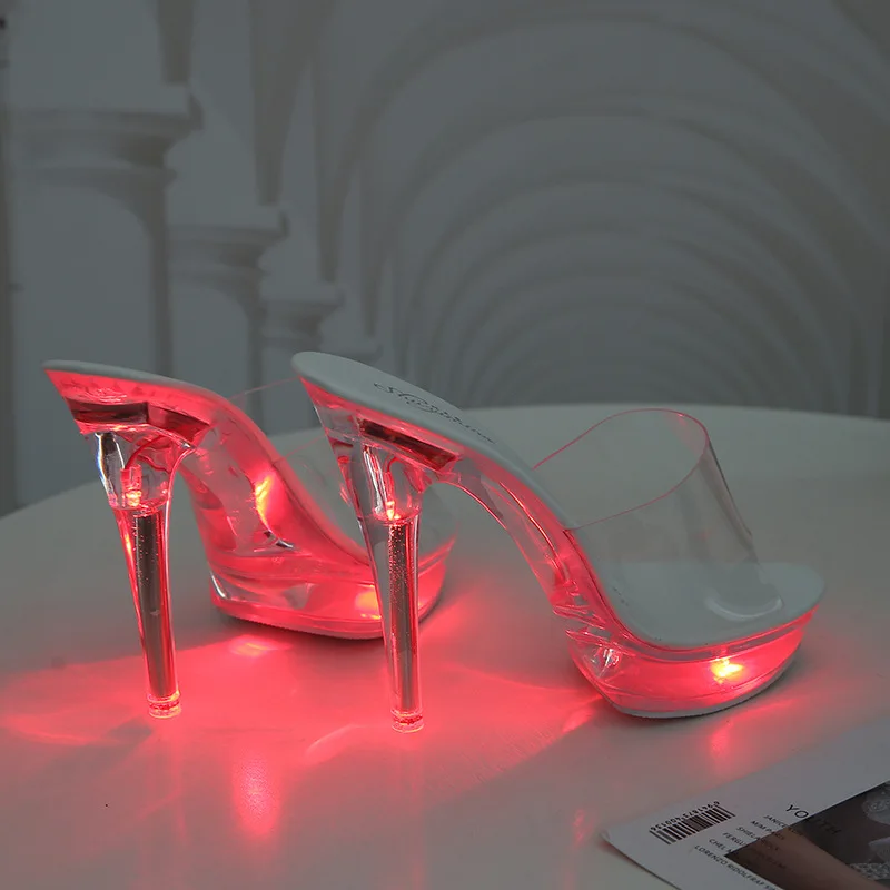 Light-Up Clear Transparent High Platform Heels - Image 16