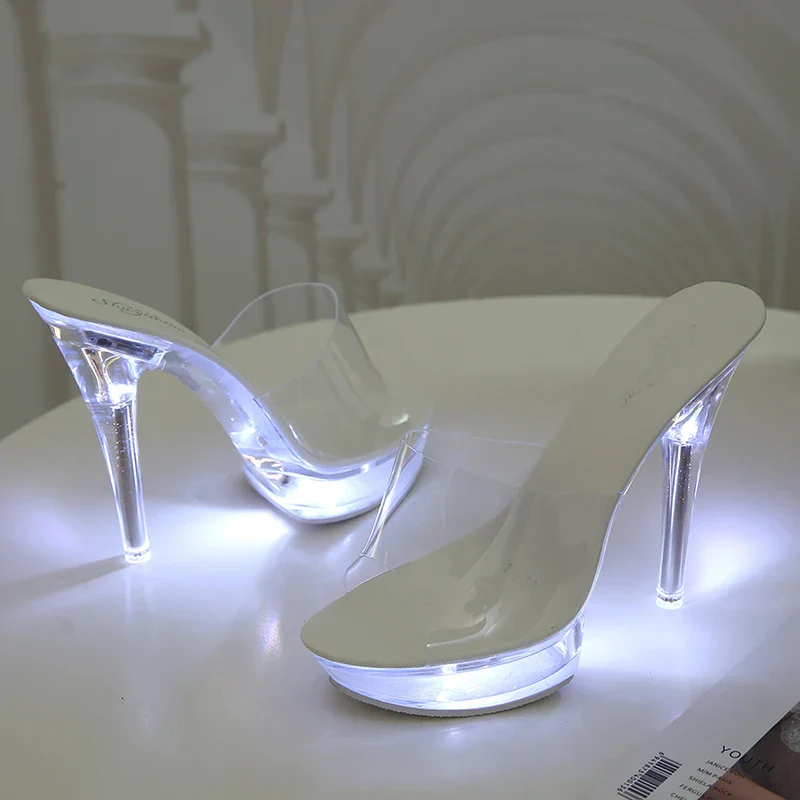 Light-Up Clear Transparent High Platform Heels - Image 5