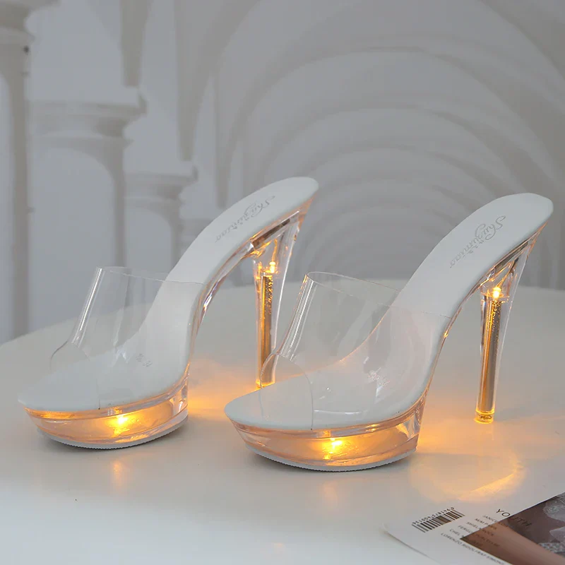 Light-Up Clear Transparent High Platform Heels - Image 7
