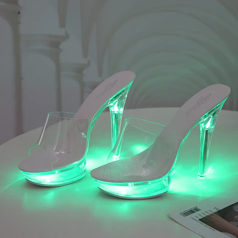 Light-Up Clear Transparent High Platform Heels - Image 8