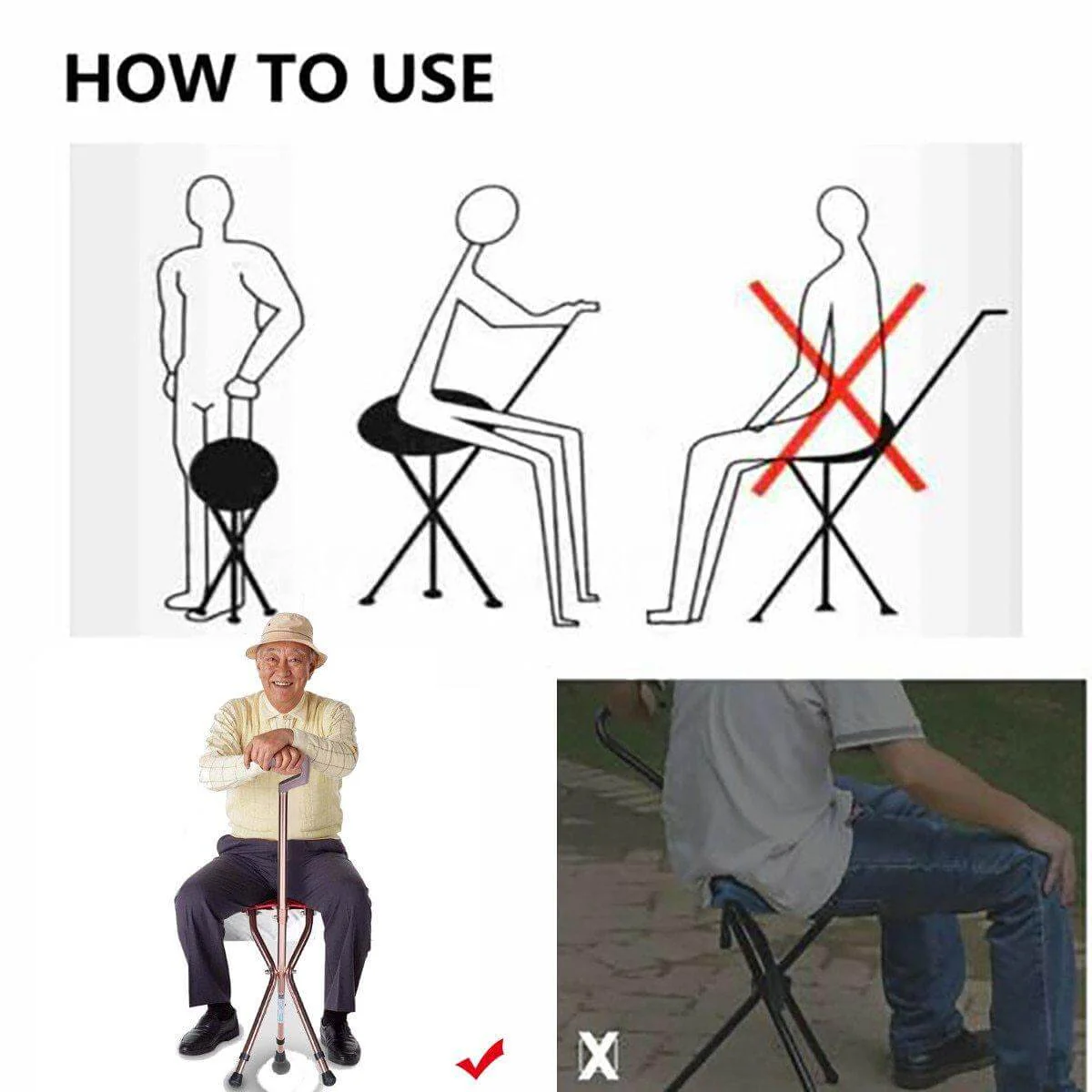 Lightweight Foldable Portable Walking Stool - Image 4