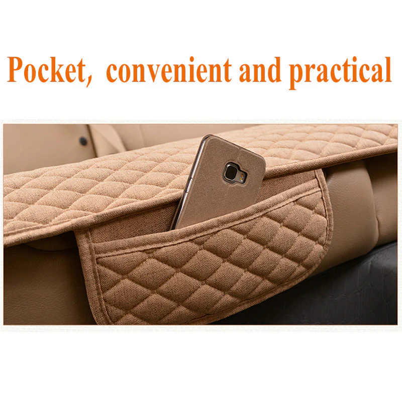 Linen Fabric Four Seasons Breathable Car Seat Cover - Image 2