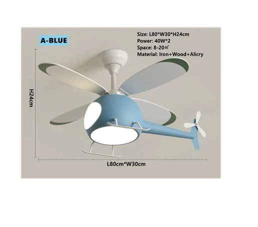 Little Helicopter Dream RC Fan Ceiling Lamp - Image 10