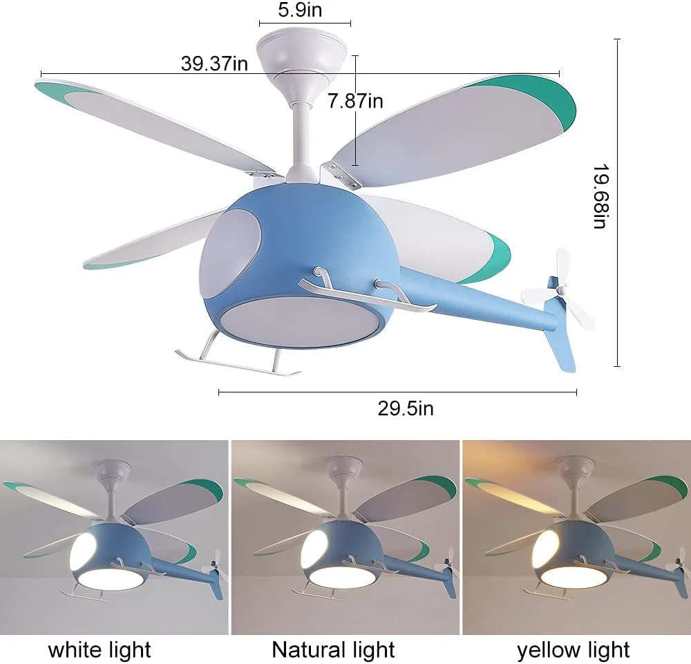Little Helicopter Dream RC Fan Ceiling Lamp - Image 7