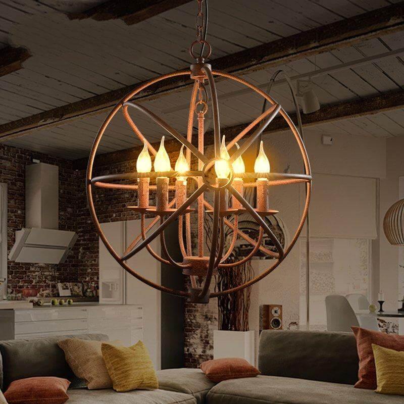 Loft Circular Globe Ball Iron Bird Cage Hanging Light Lamps - Image 2