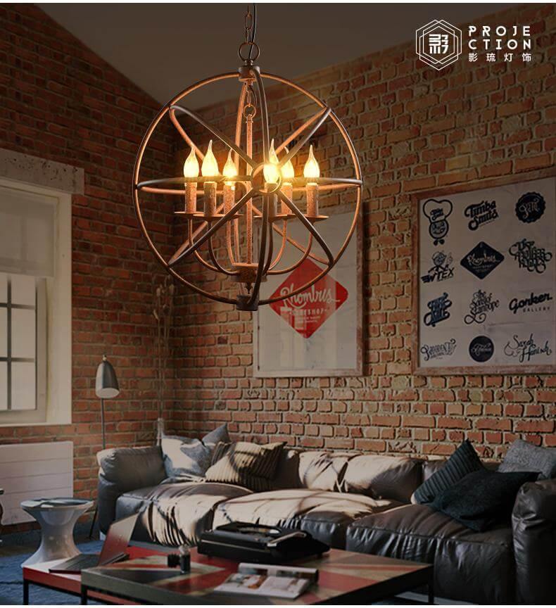 Loft Circular Globe Ball Iron Bird Cage Hanging Light Lamps - Image 3