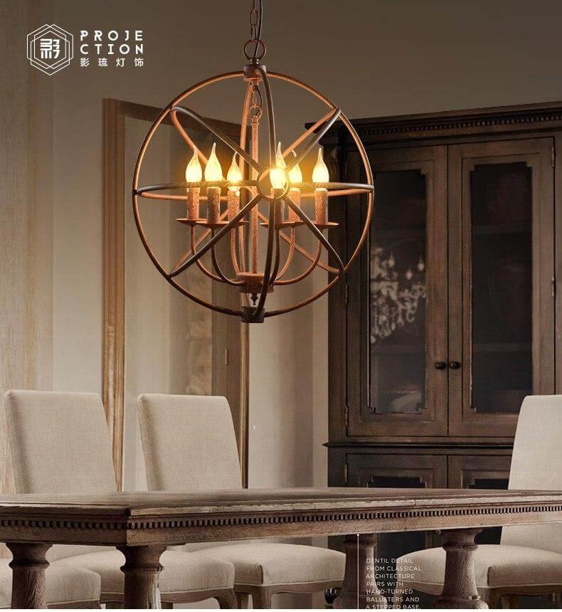 Loft Circular Globe Ball Iron Bird Cage Hanging Light Lamps - Image 7