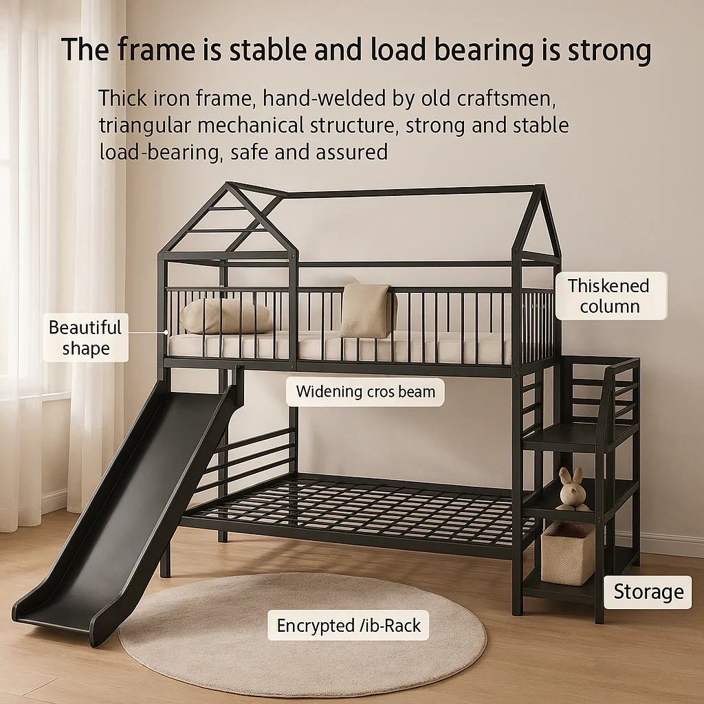 Loft-Style House Roof Frame Playhouse Bunk Bed - Image 3