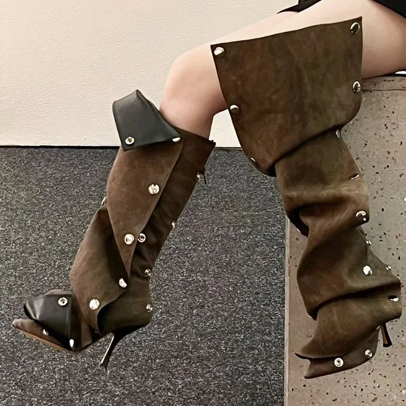 Long Denim Jean Women High Heel Boots - Image 4