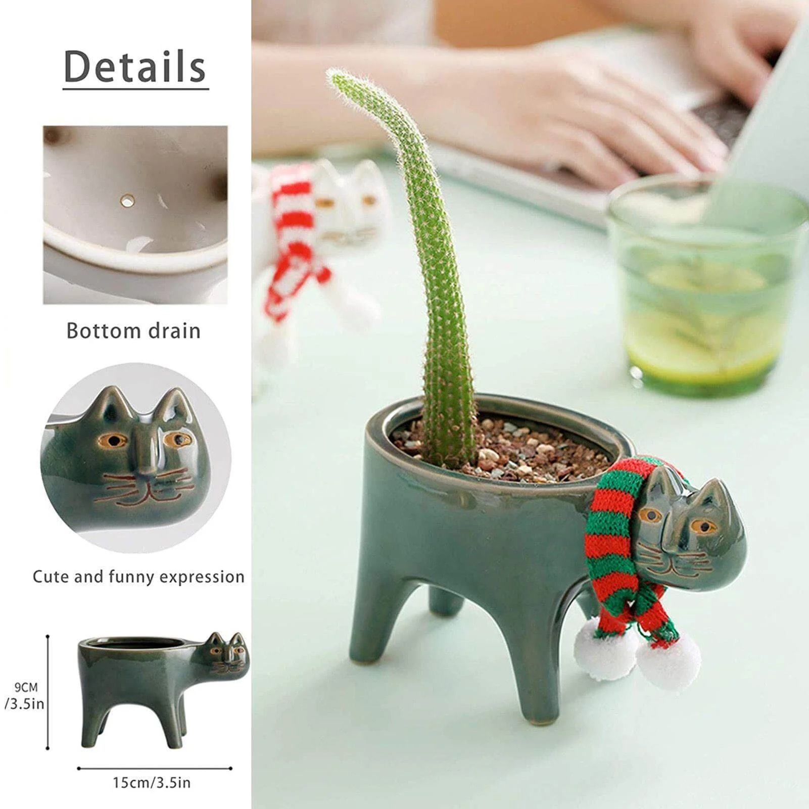 Lovely Ceramic Cat Plant Vase - Image 14