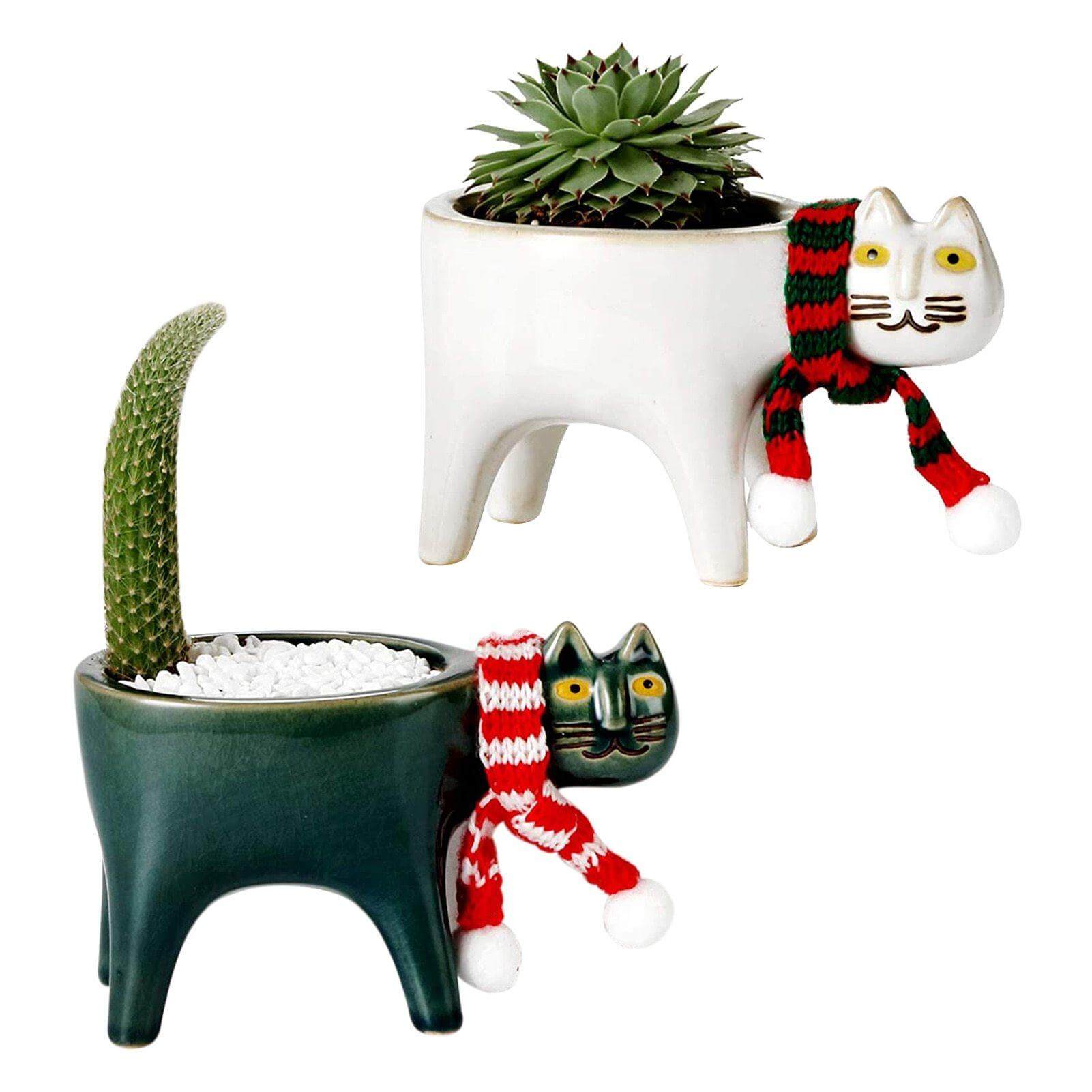 Lovely Ceramic Cat Plant Vase - Image 3