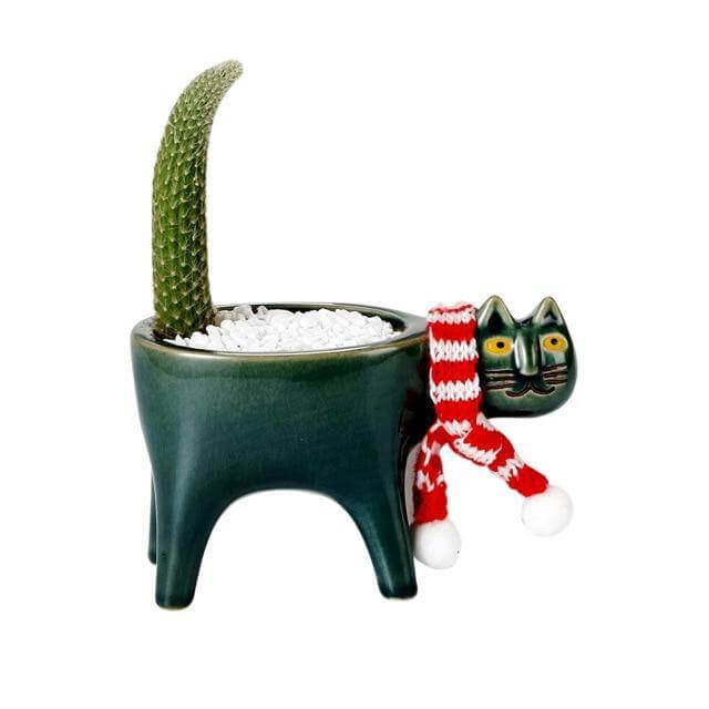 Lovely Ceramic Cat Plant Vase - Image 6