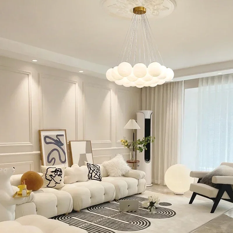 Luminous Sphere Glass French Style Chandelier Lamp - Image 3