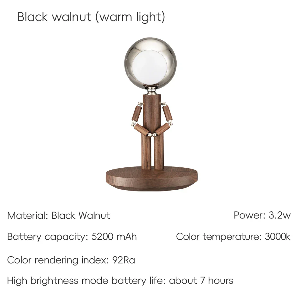 Lunar Robot Astronaut Wooden Table Lamp - Image 10