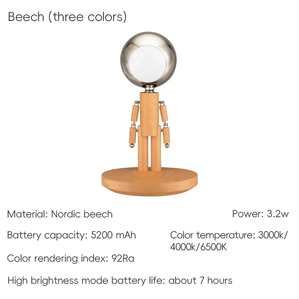 Lunar Robot Astronaut Wooden Table Lamp - Image 11