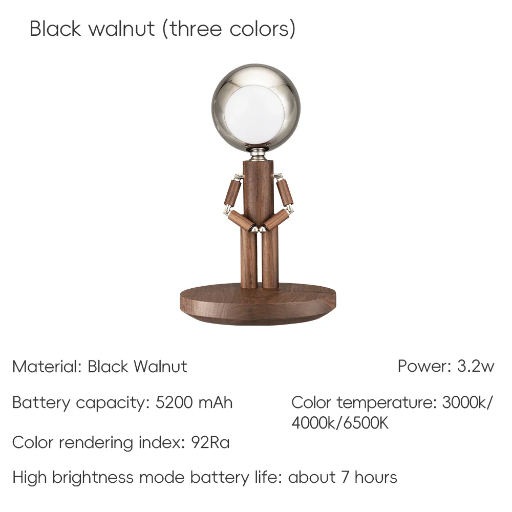 Lunar Robot Astronaut Wooden Table Lamp - Image 12