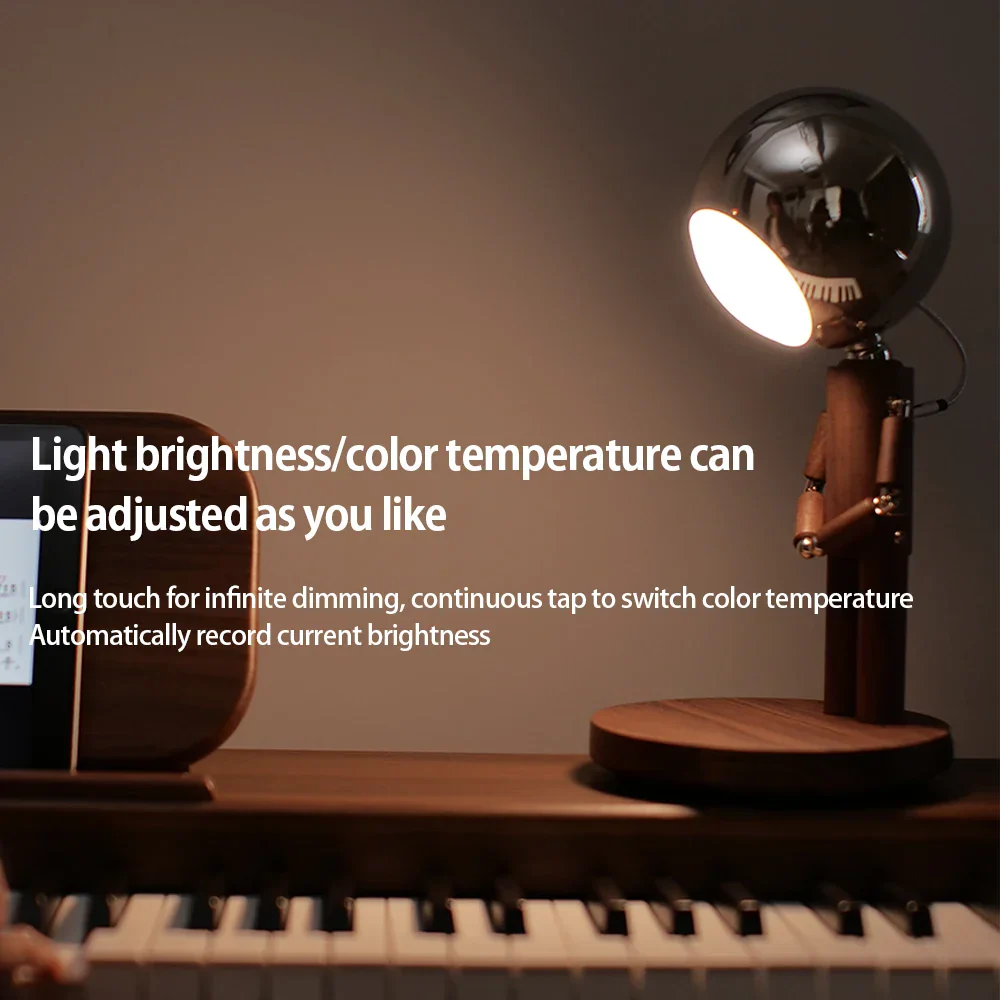 Lunar Robot Astronaut Wooden Table Lamp - Image 4