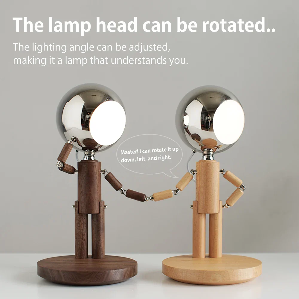 Lunar Robot Astronaut Wooden Table Lamp - Image 5