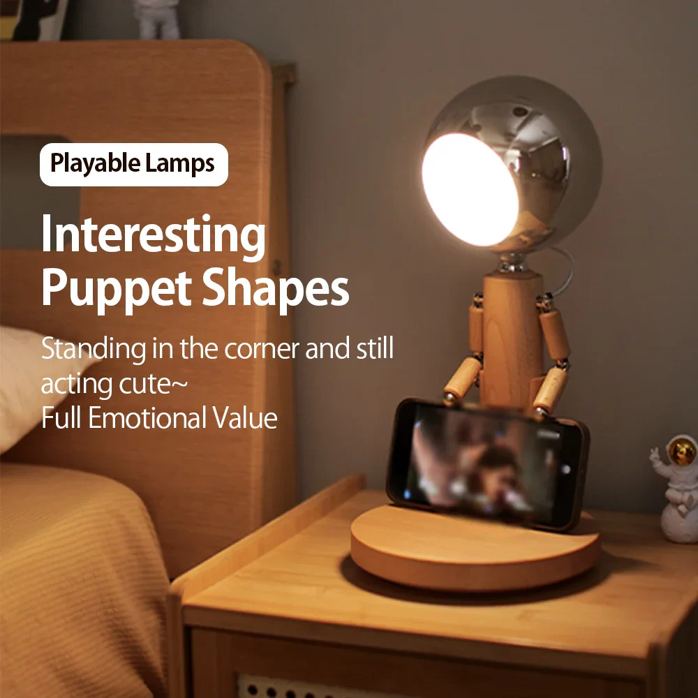 Lunar Robot Astronaut Wooden Table Lamp - Image 7