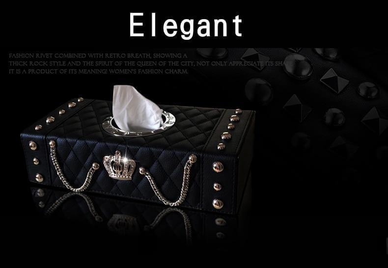 Luxury Crown Leather with Crystal Rhinestone Tissue Box - Image 3