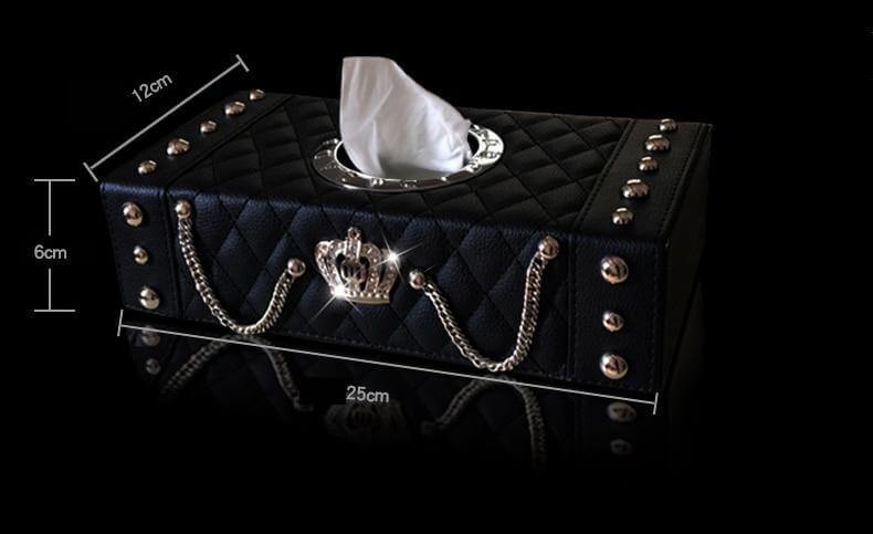 Luxury Crown Leather with Crystal Rhinestone Tissue Box - Image 4