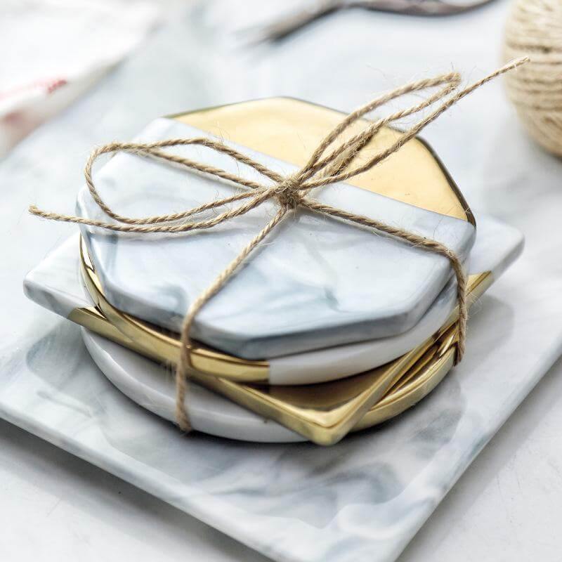 Luxury European Style Marble Stripes Ceramic Coaster - Image 2