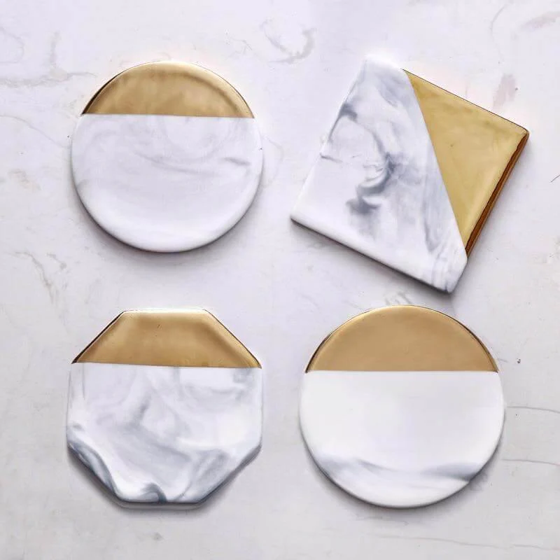 Luxury European Style Marble Stripes Ceramic Coaster - Image 4