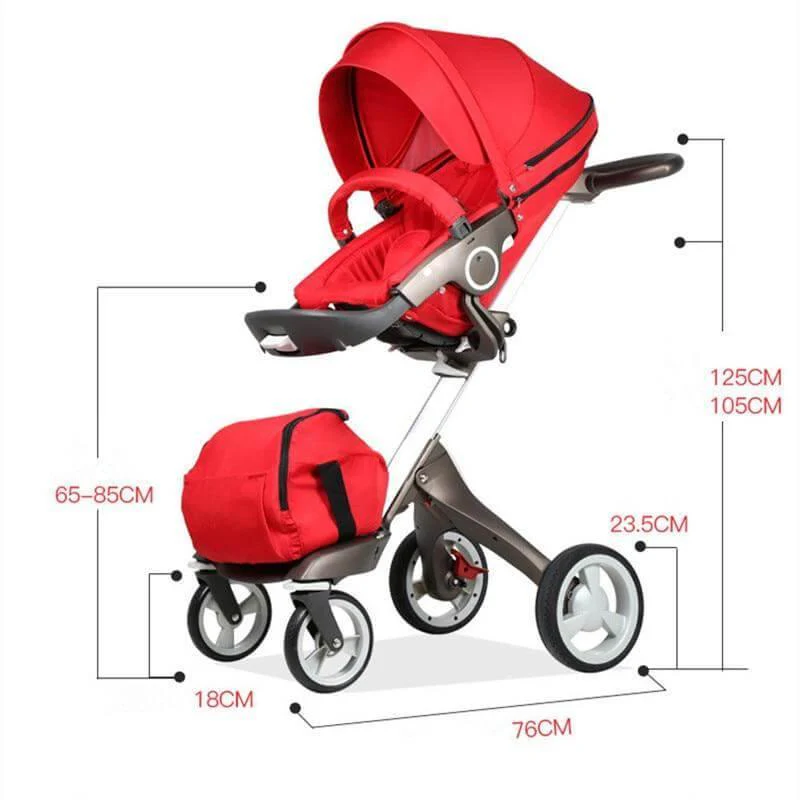 Luxury High End and High Landscape Red Baby Stroller - Image 4