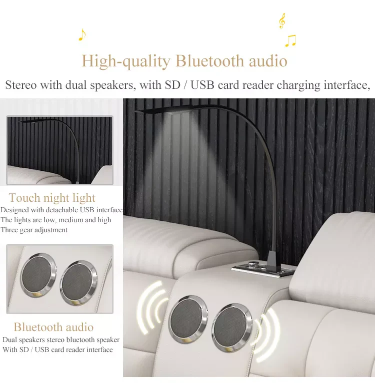 Luxury Leather Multifunctional Modern Bed Frame with Massage Chair - Image 7