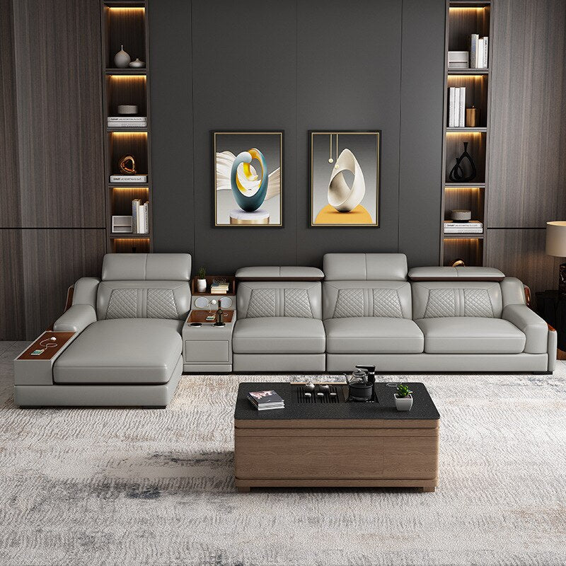 Luxury Multifunctional Elite Elegance Leather Sofa Set - Image 2