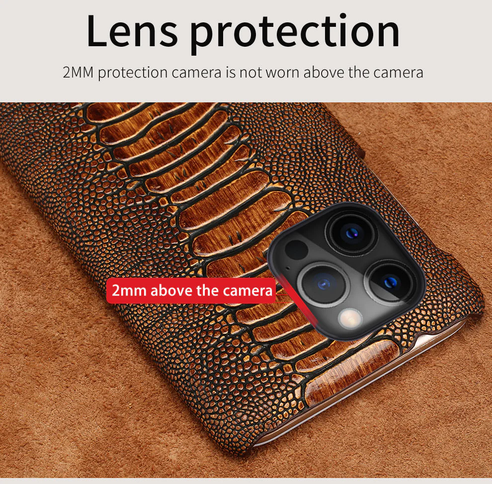 Luxury Real Ostrich Shock-Protection Breathable iPhone Cases - Image 10