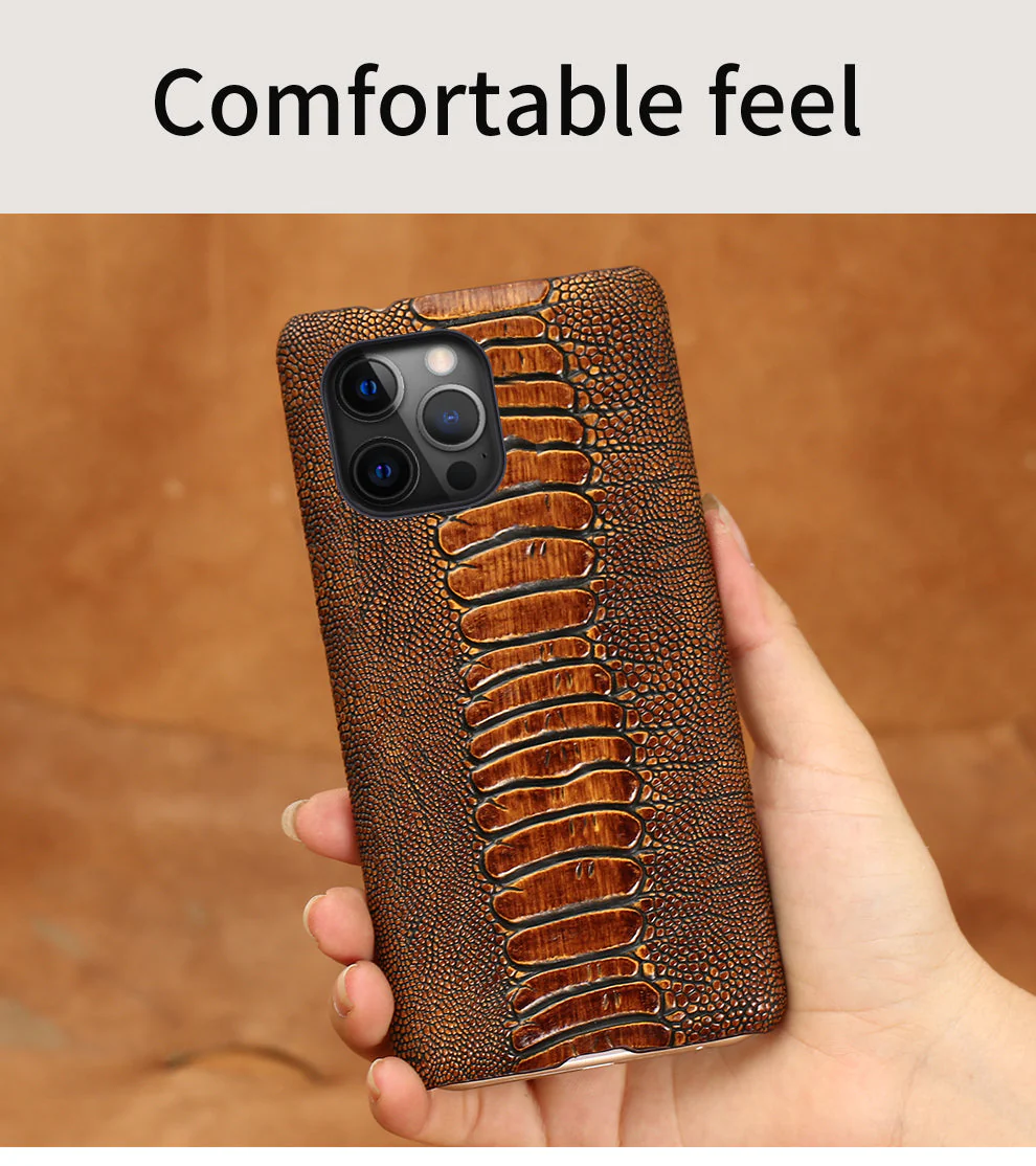Luxury Real Ostrich Shock-Protection Breathable iPhone Cases - Image 3