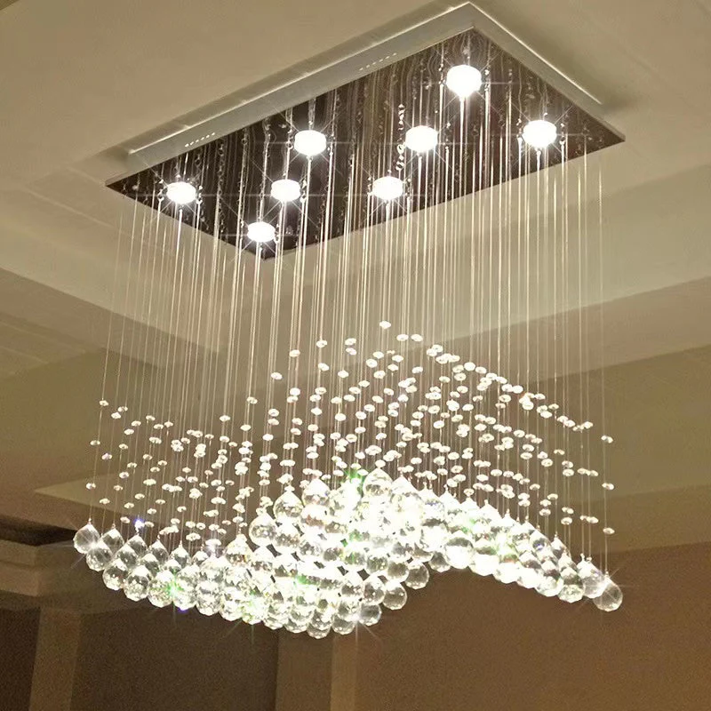 Luxury Rectangular Crystal Raindrop Chandelier - Image 2