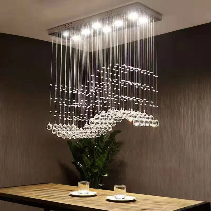 Luxury Rectangular Crystal Raindrop Chandelier - Image 3