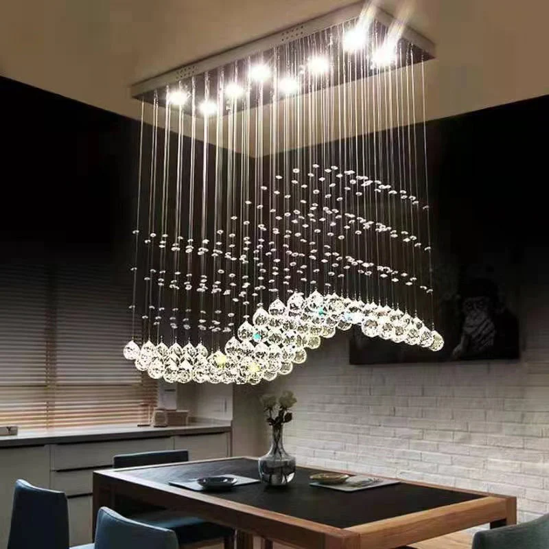 Luxury Rectangular Crystal Raindrop Chandelier - Image 4