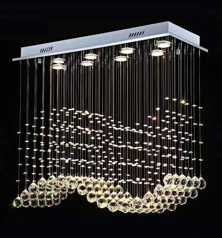 Luxury Rectangular Crystal Raindrop Chandelier - Image 6