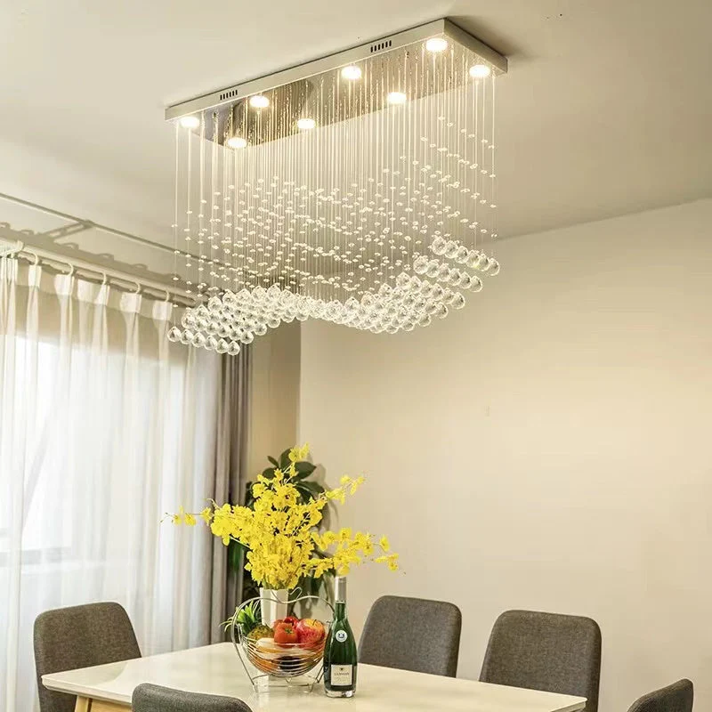 Luxury Rectangular Crystal Raindrop Chandelier - Image 7
