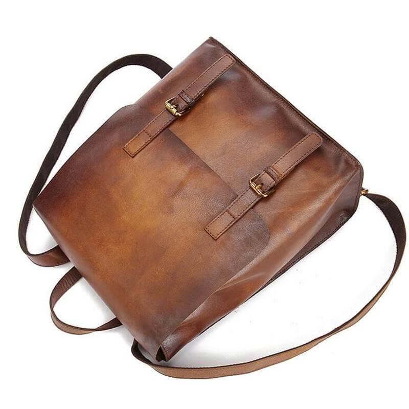 Luxury Simple Genuine Leather Japanese Style Backpack - Image 2