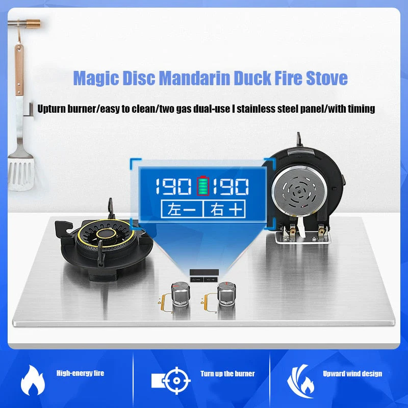 Magic Stainless Steel Liftable Double Gas Stove - Image 4