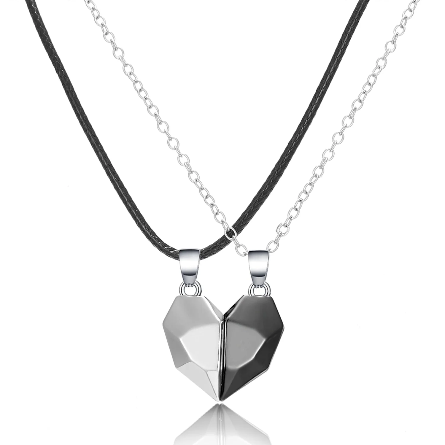 Magnetic Abstract Heart Couple's Necklace - Image 16