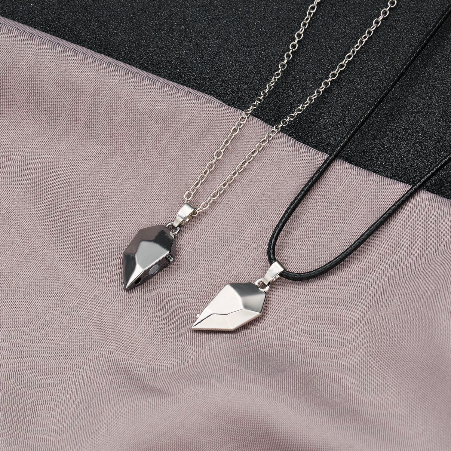 Magnetic Abstract Heart Couple's Necklace - Image 3