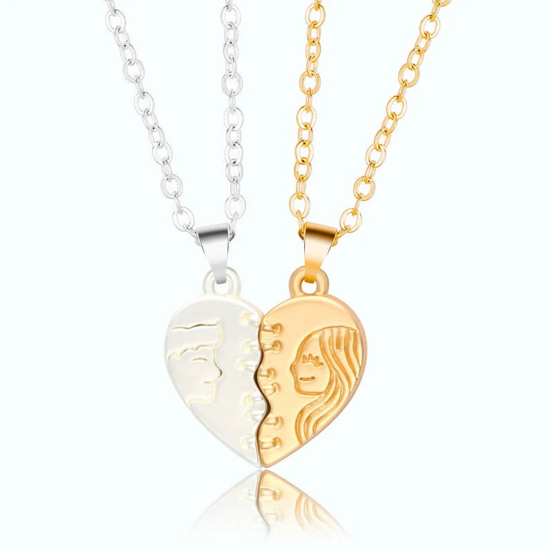 Magnetic Abstract Heart Couple's Necklace - Image 7