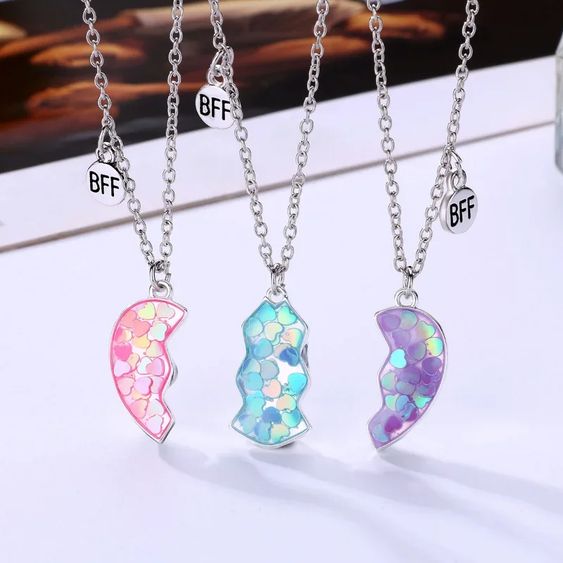 Magnetic Peach Broken Heart Necklace - Image 3