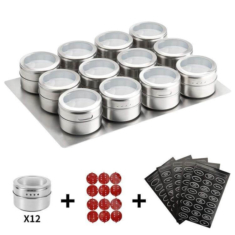 Magnetic Stainless Steel Seasoning Spice Jar Set - Image 7