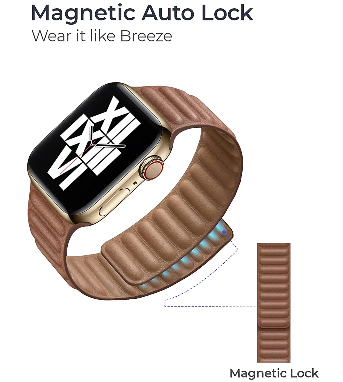 Magnetic Strap Leather Smart Watch Band - Image 3