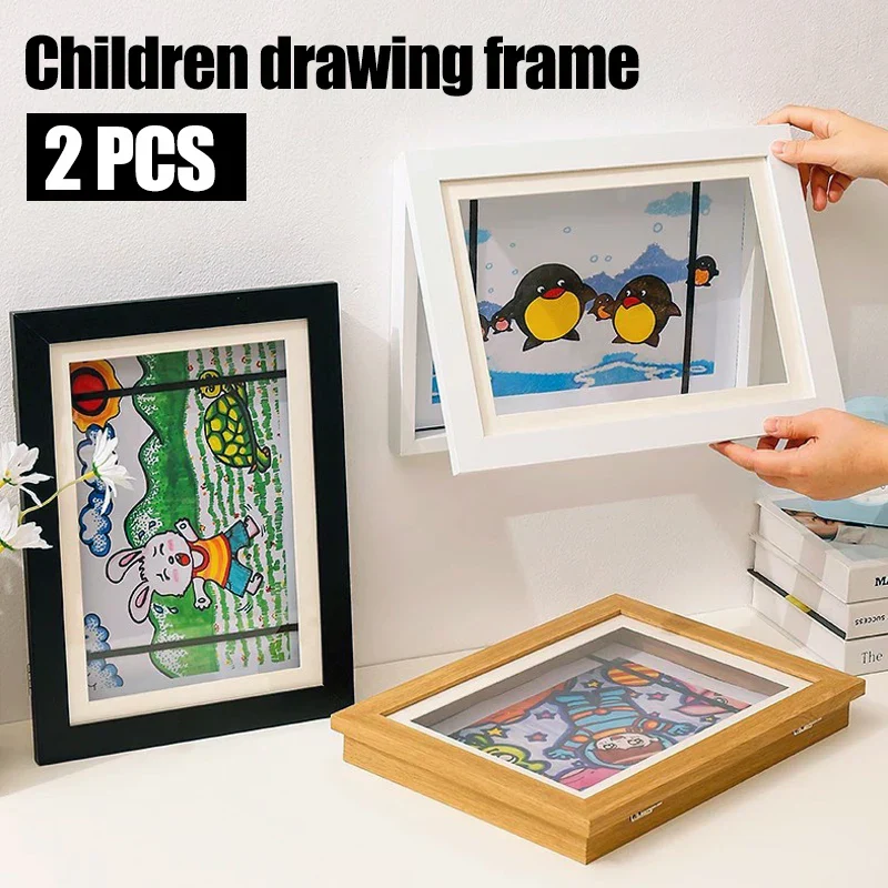 Magnetic Wooden Kids Easy Open Art Frame - Image 2