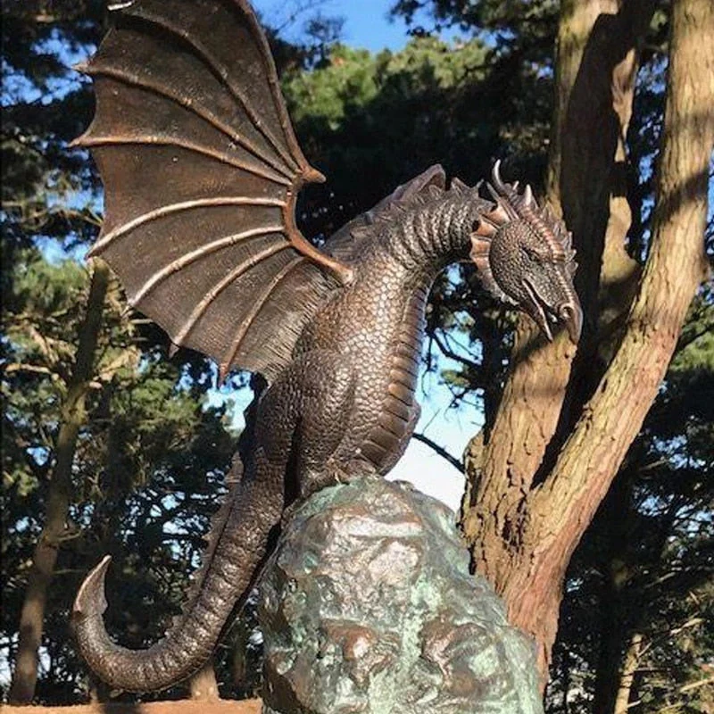 Majestic Fire-Breathing Dragon Fountain Sculpture - Image 2