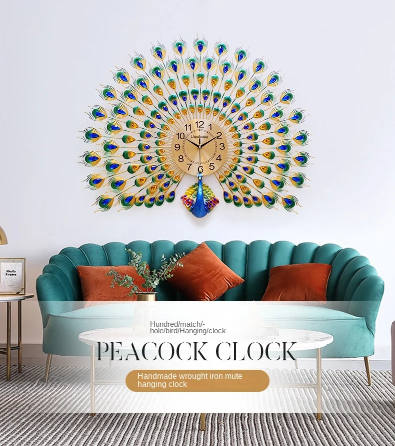 Majestic Peacock Creative Wall Clock - Image 3