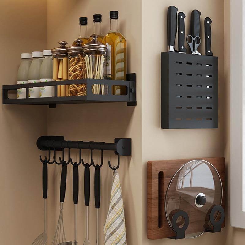 Mat Black No Drill Metal Kitchen Storage - Image 7
