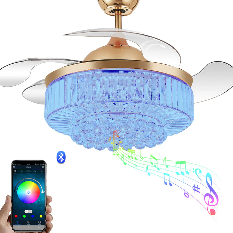 Melody Glow Crystal LED Ceiling Fan Speaker Lamp - Image 6